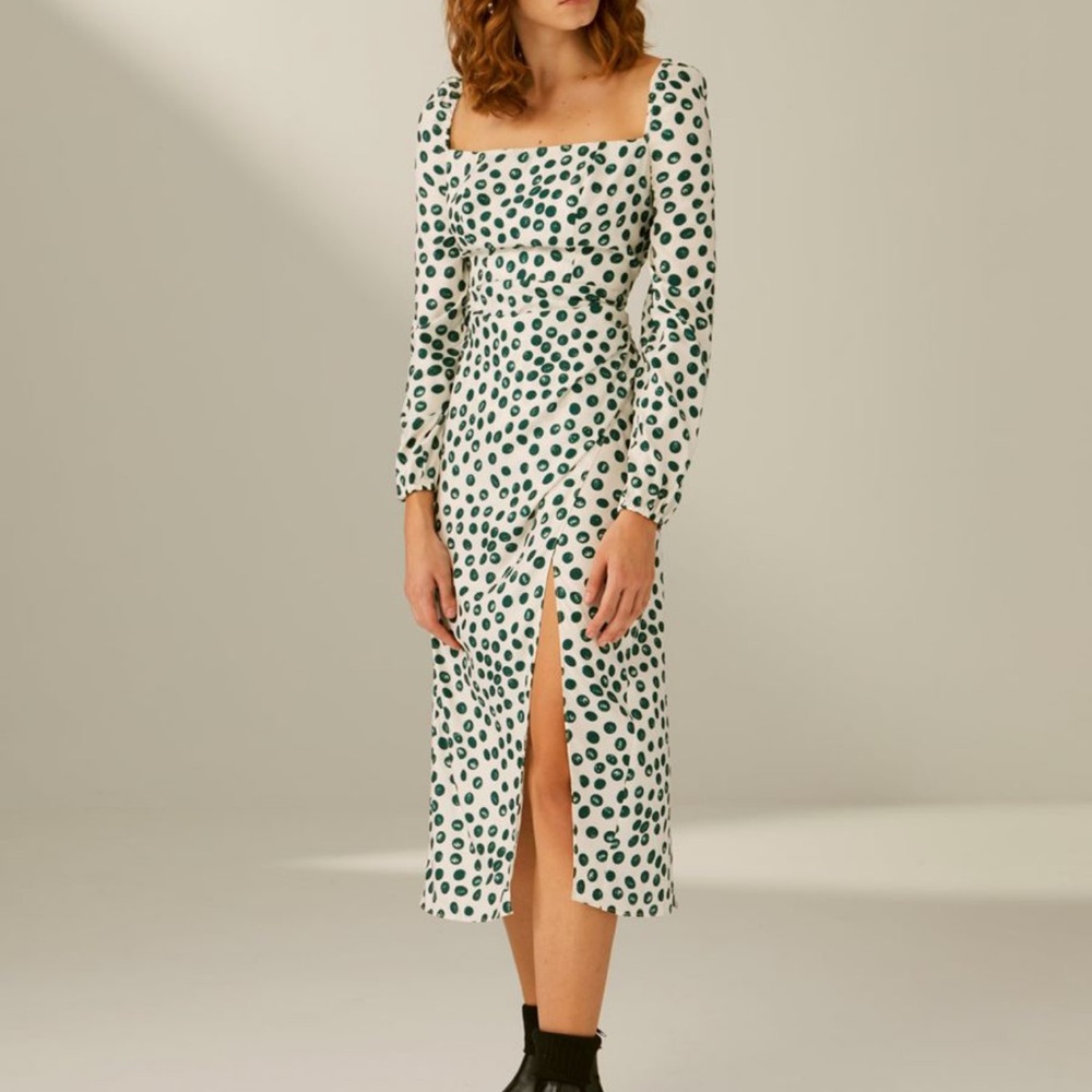 Long sleeve polka dot dress